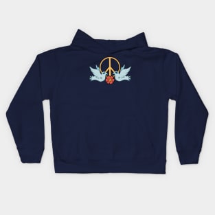 Peace Doves with Blue Background Kids Hoodie